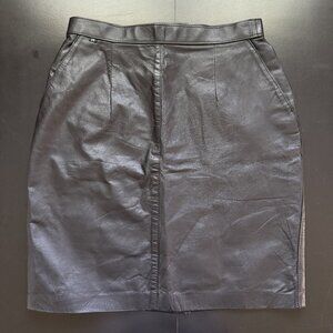 Vintage black vegan? leather skirt size 28